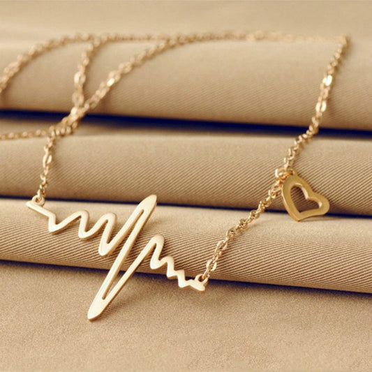 Simple Wave Heart Beat Necklace For Women