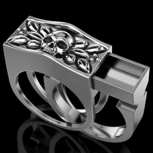 Hidden Compartment Skull Punk Retro Ring