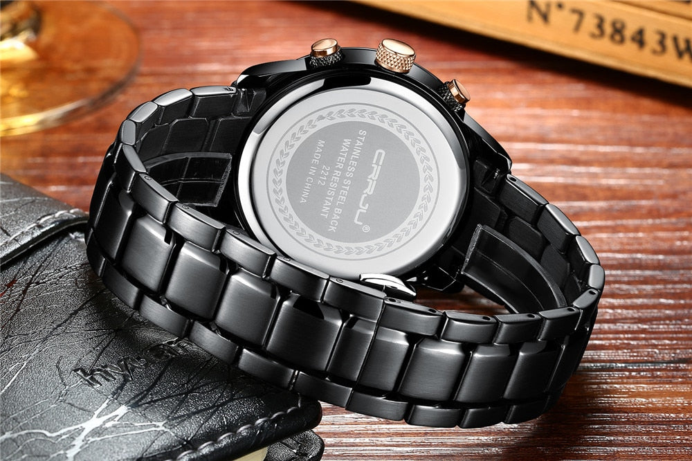 CRRJU Waterproof Luxury Chronograph Steel Watch