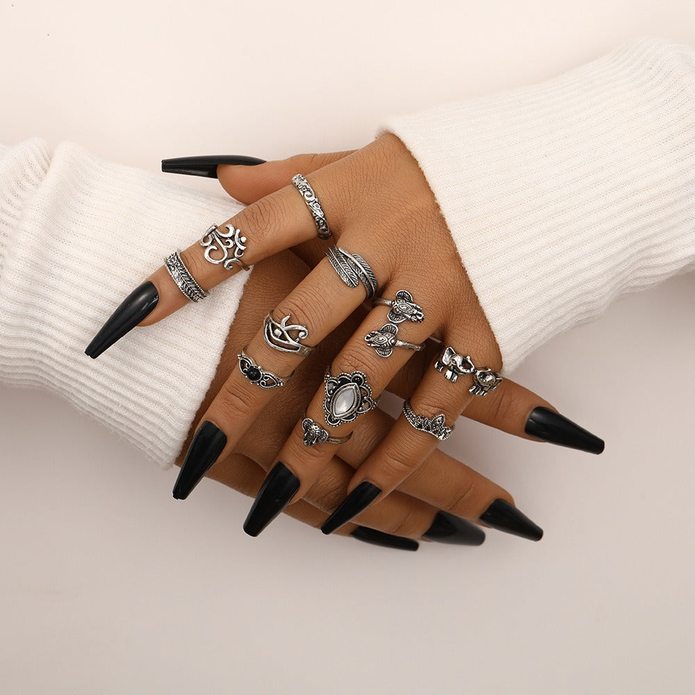 11pcs Retro Vintage Rings - Fashion Accessories