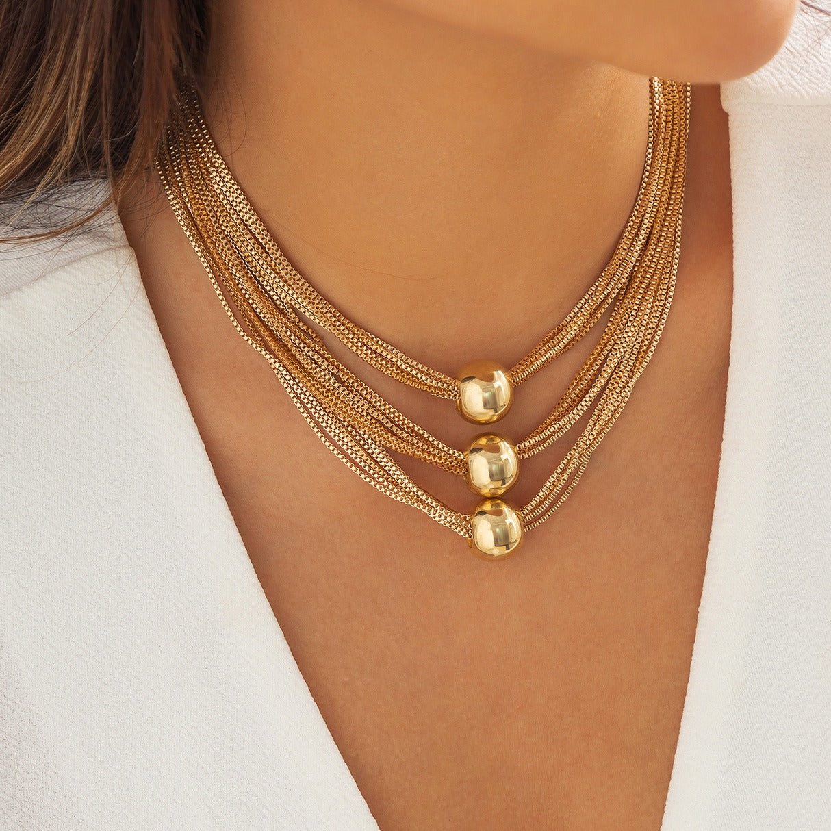 Retro Multi Layered Box Chain Necklace For Women