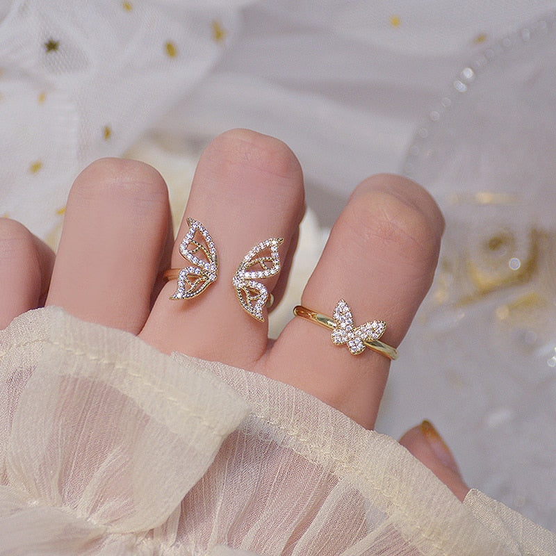 Adjustable Butterfly Ring - Delicate Wing Design