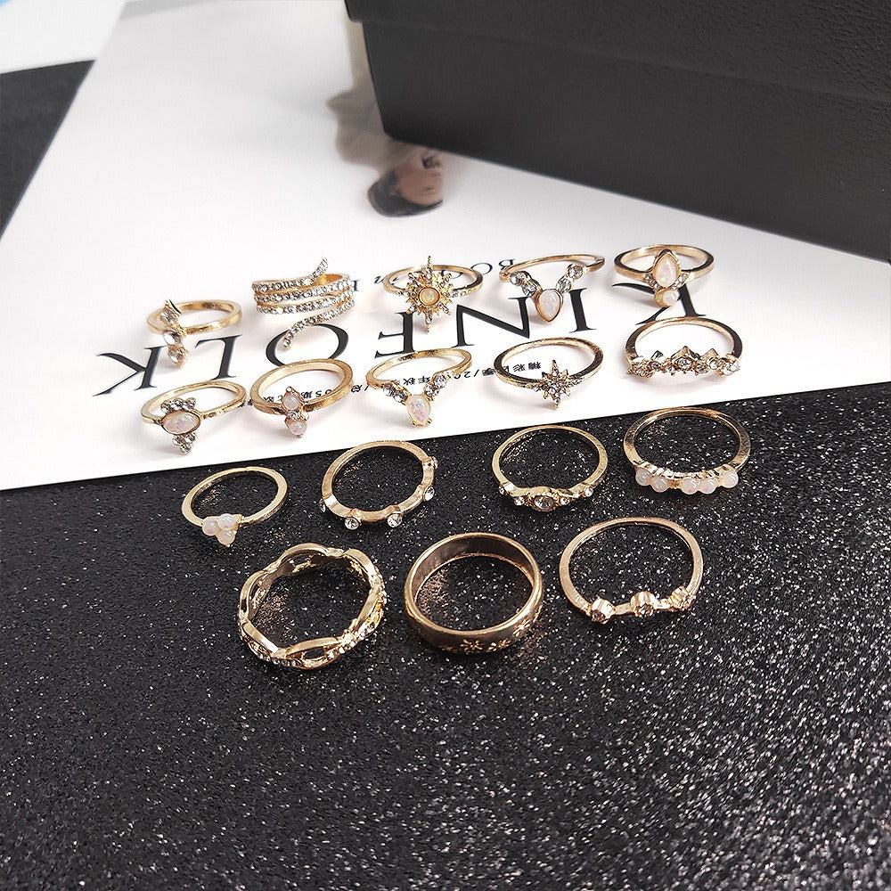 17pc New Bohemian Style Rings