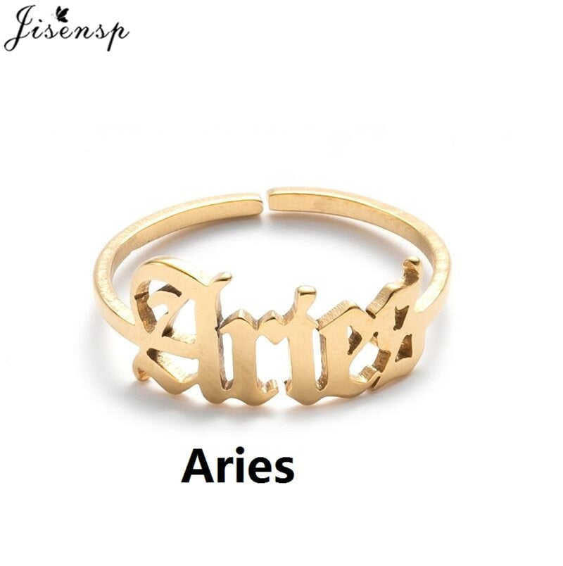 Stainless Steel Adjustable Astrological Sign Ring