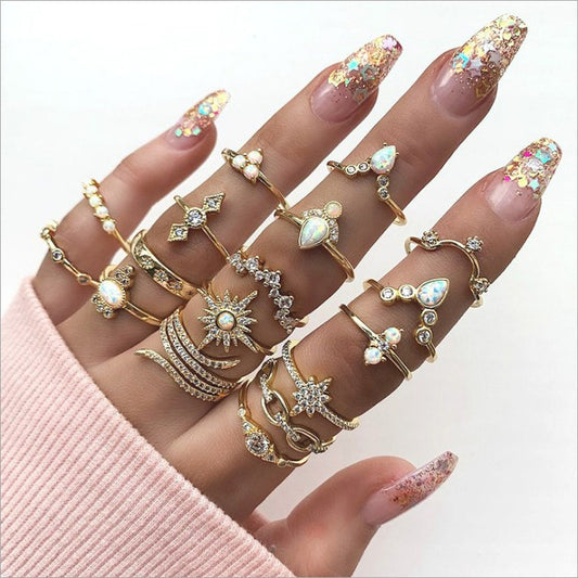 17pc New Bohemian Style Rings