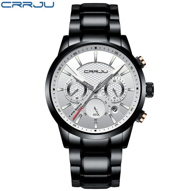 CRRJU Waterproof Luxury Chronograph Steel Watch