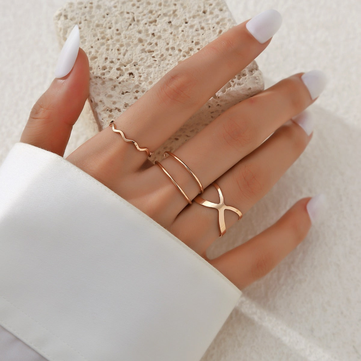 3pcs Minimalist X-shaped Cross Opening Ring