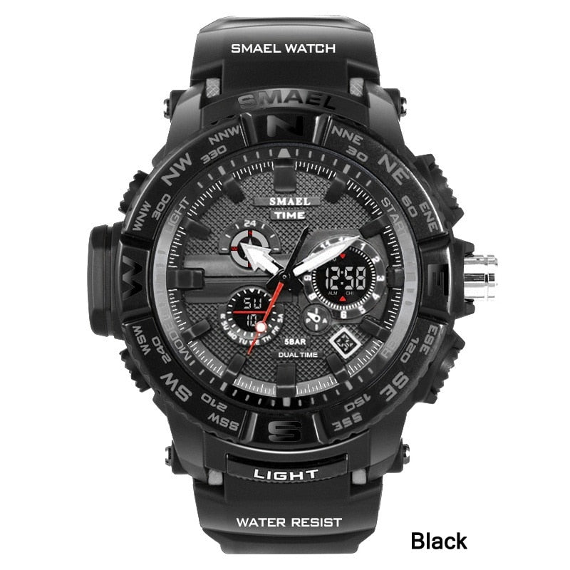 SMAEL Dual Display Digital Analog Electronic Quartz Watch For Men