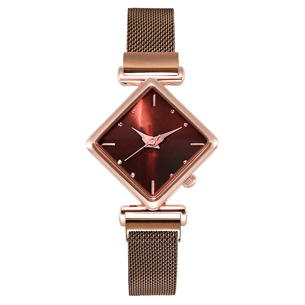 Square Luxury Ladies Quartz Magnet Buckle Watch