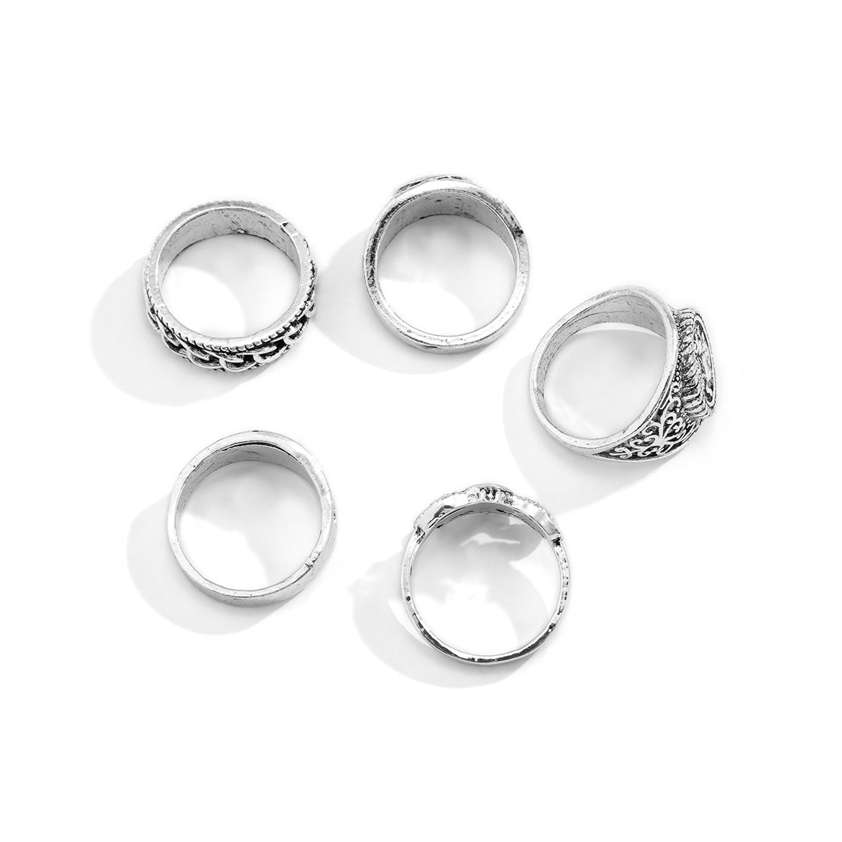 Men's 5pc Retro Trendy Totem Geometric Rings