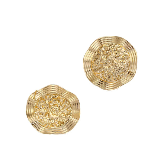 Simple Retro Geometric Circle Floral Metal Earrings