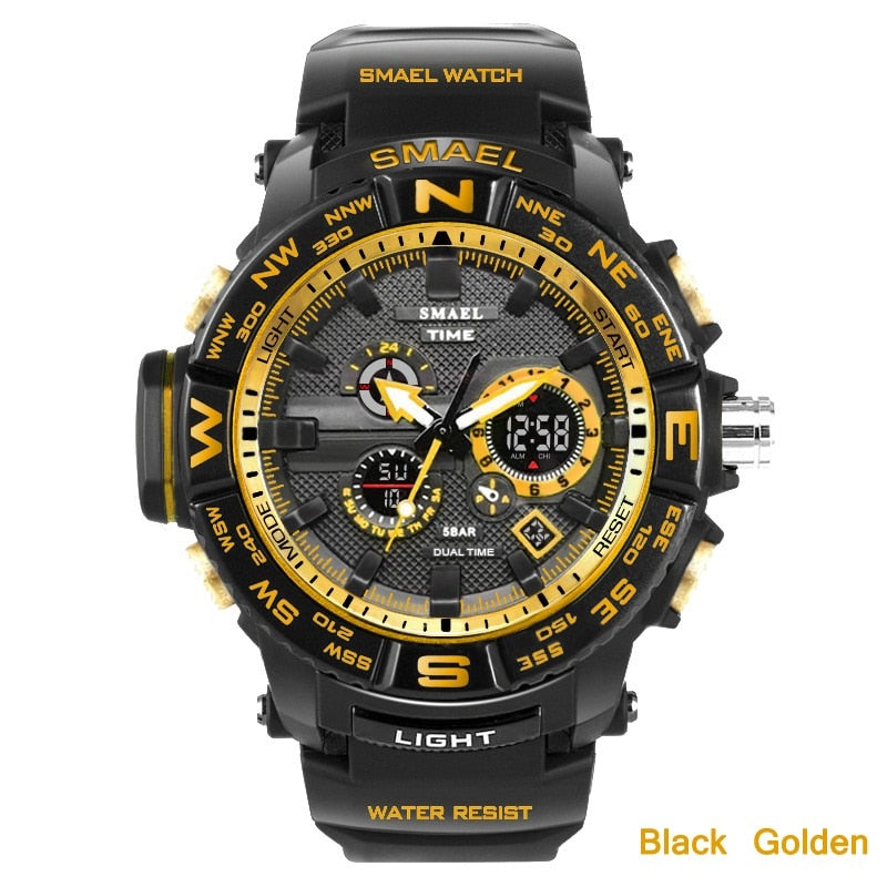 SMAEL Dual Display Digital Analog Electronic Quartz Watch For Men