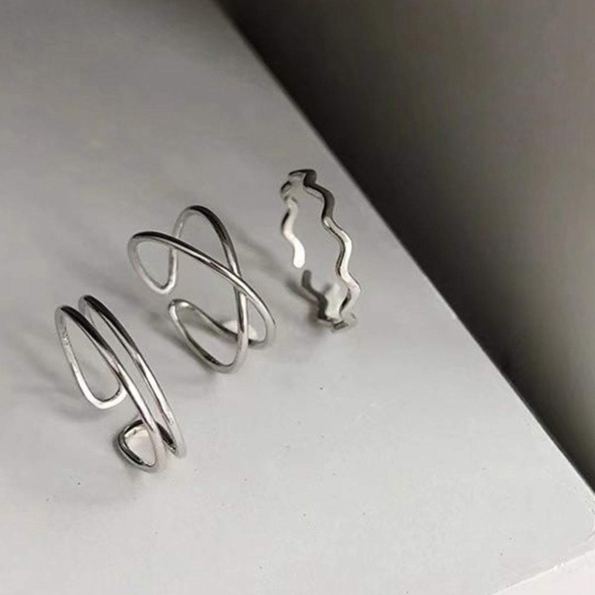 3pcs Minimalist X-shaped Cross Opening Ring