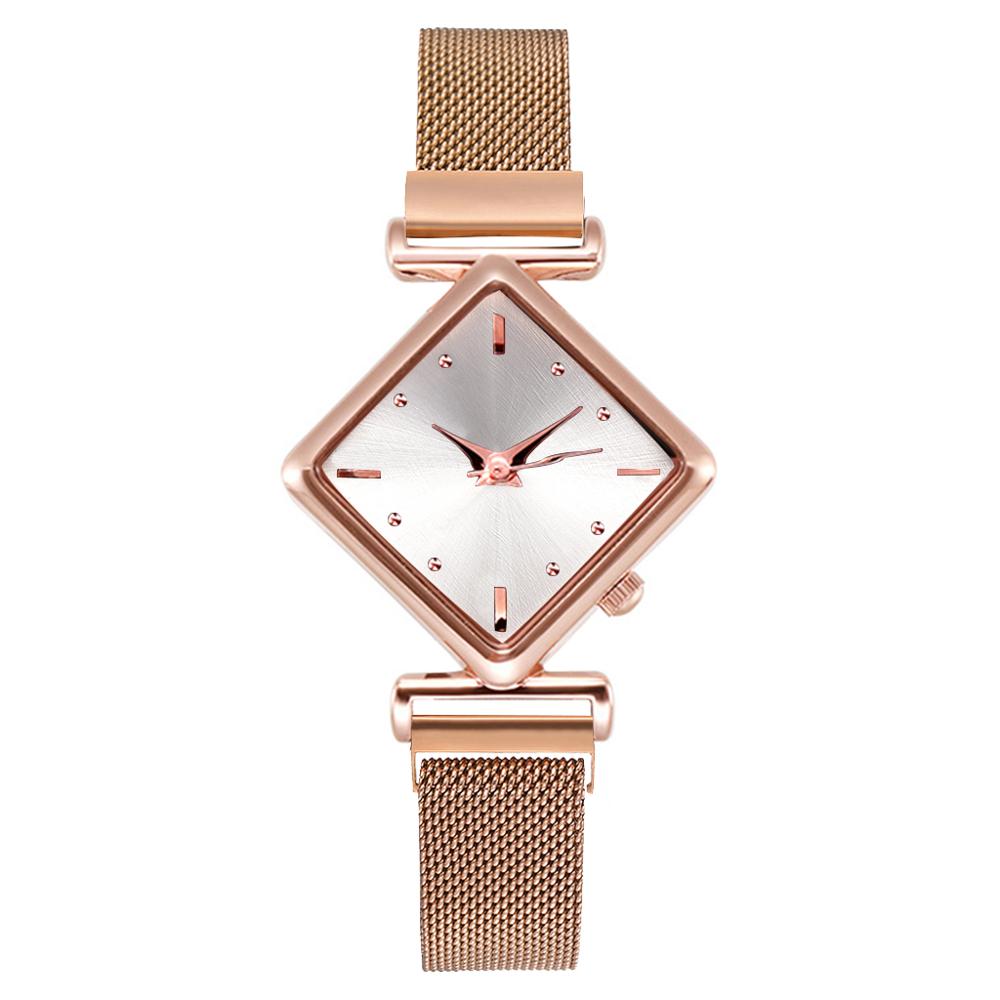 Square Luxury Ladies Quartz Magnet Buckle Watch