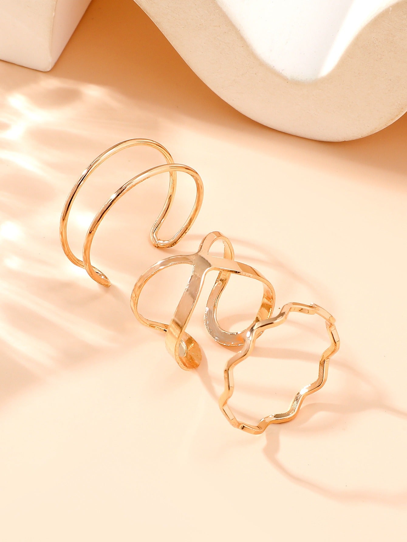 3pcs Minimalist X-shaped Cross Opening Ring