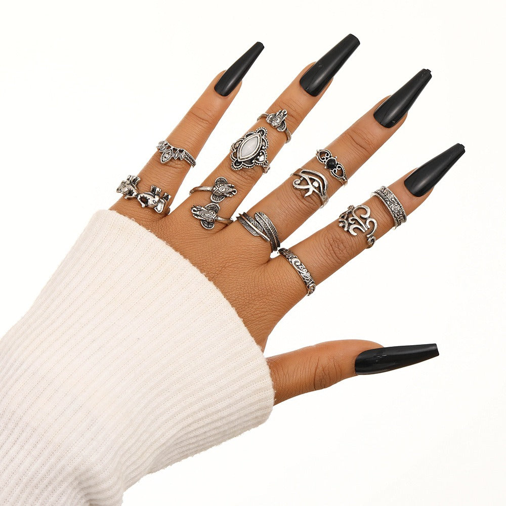 11pcs Retro Vintage Rings - Fashion Accessories