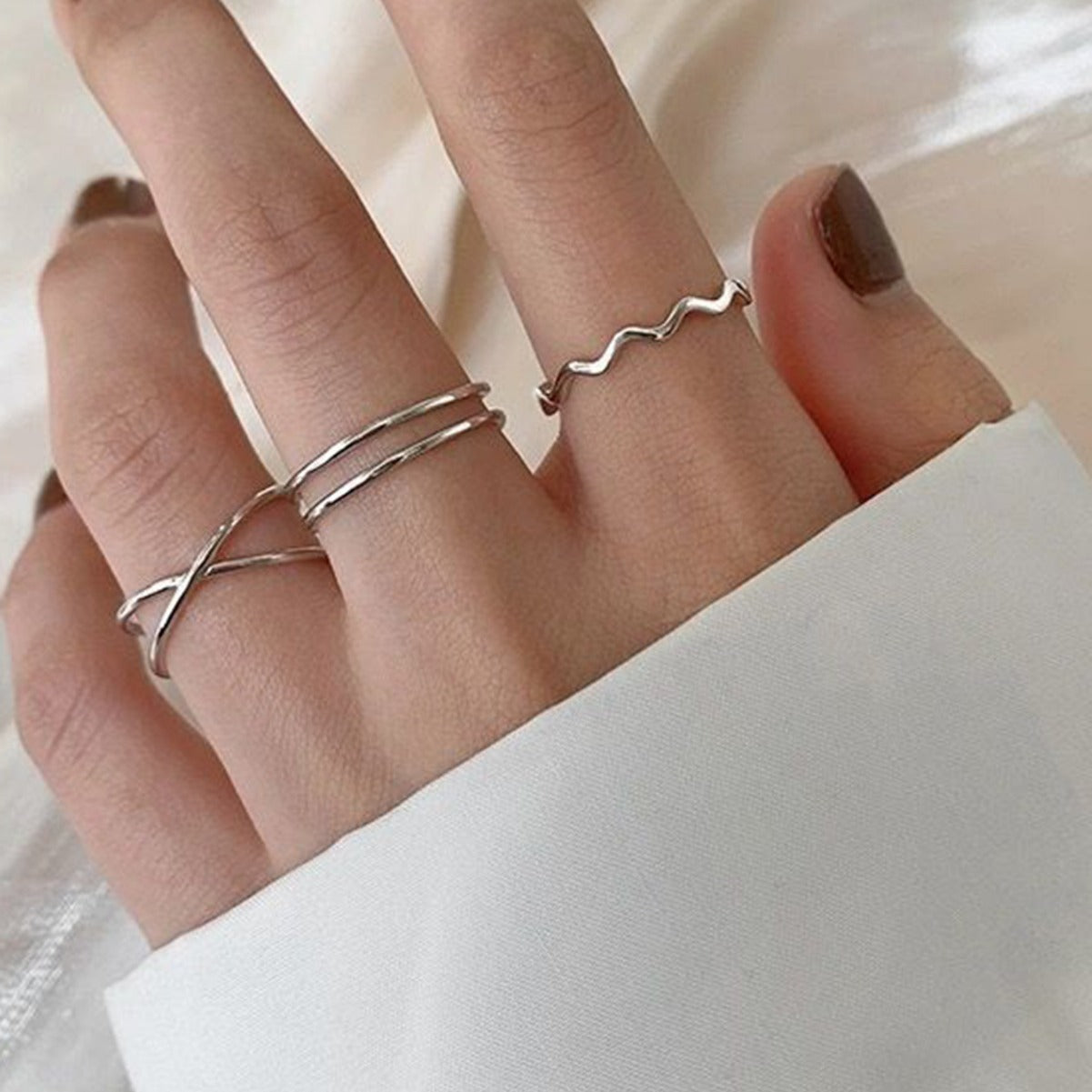 3pcs Minimalist X-shaped Cross Opening Ring