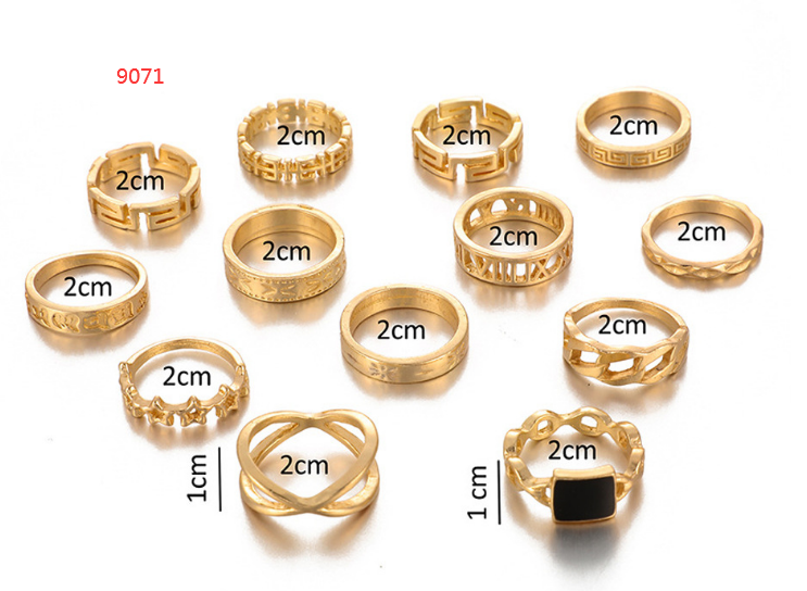 15 Pcs Boho Virgin Mary Gold Rings For Women