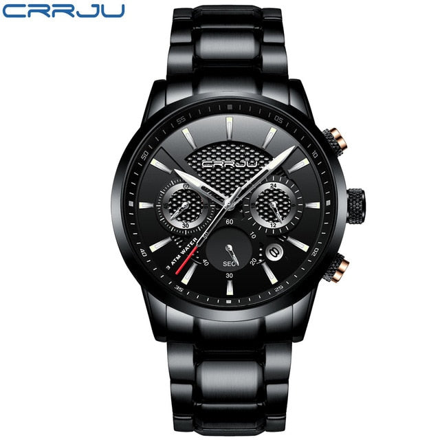 CRRJU Waterproof Luxury Chronograph Steel Watch