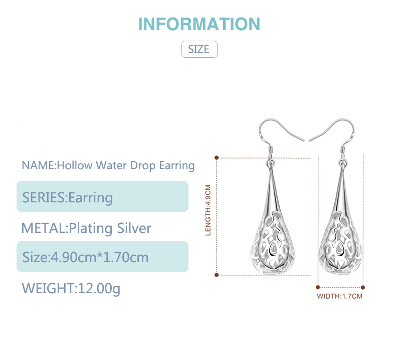 925 Silver Hollow Teardrop Earrings for Women