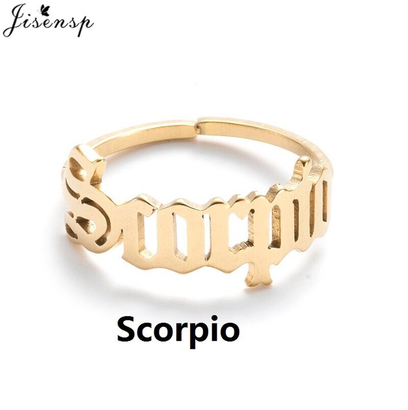 Stainless Steel Adjustable Astrological Sign Ring