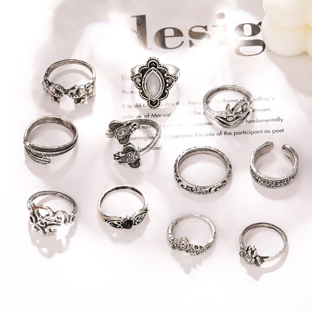 11pcs Retro Vintage Rings - Fashion Accessories