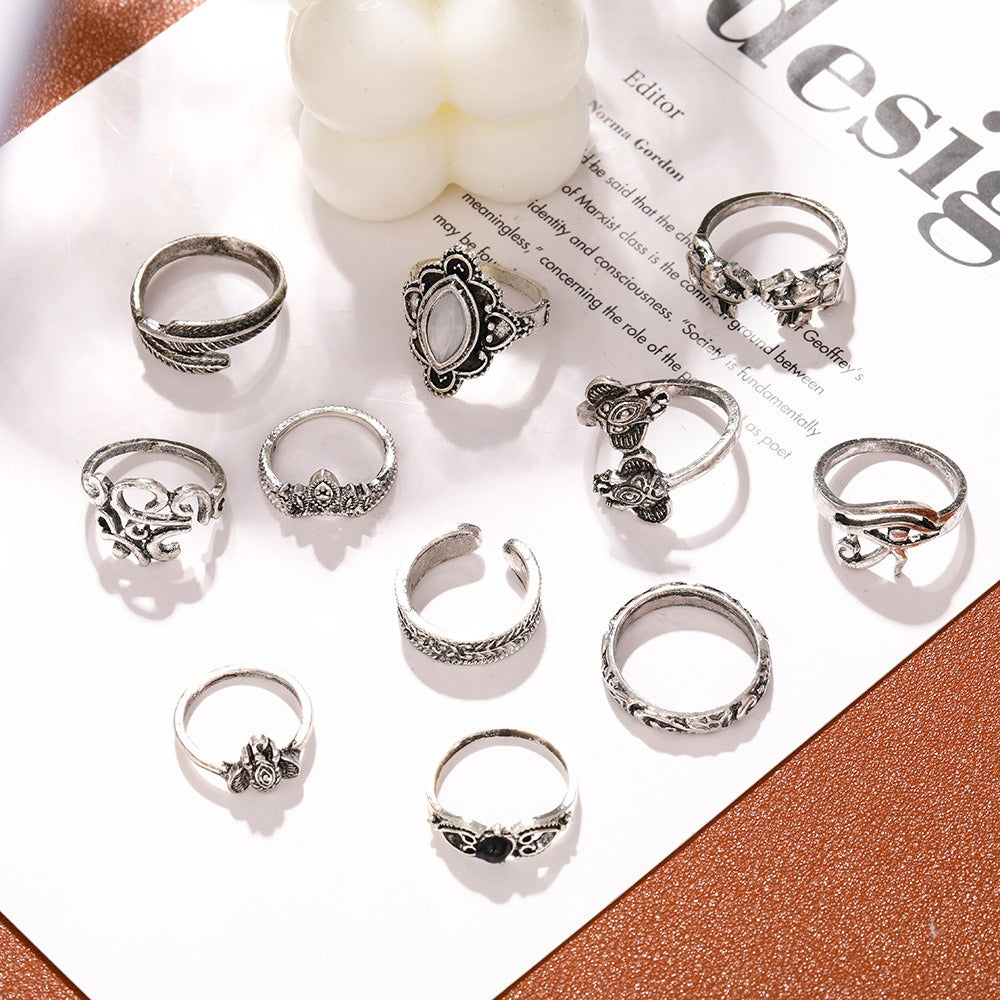 11pcs Retro Vintage Rings - Fashion Accessories