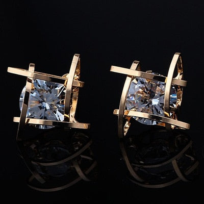 Geometric Hollow Square Zircon Earrings For Women