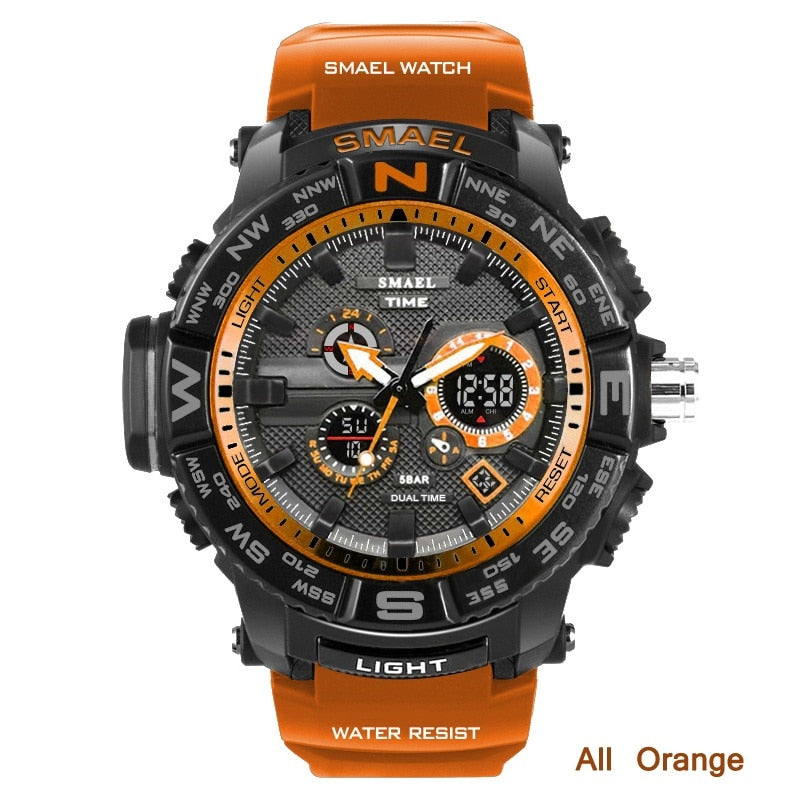 SMAEL Dual Display Digital Analog Electronic Quartz Watch For Men