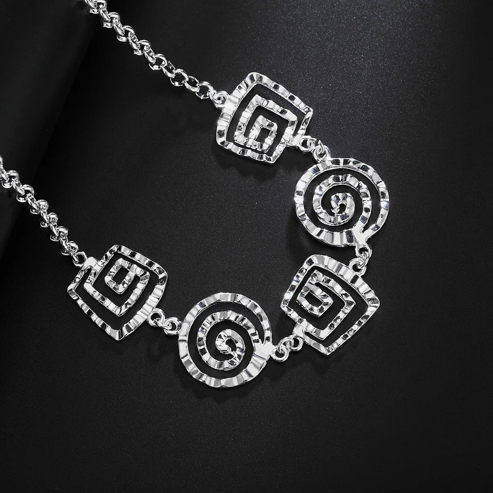 925 Sterling Silver Retro Thread Jewelry Set For Women