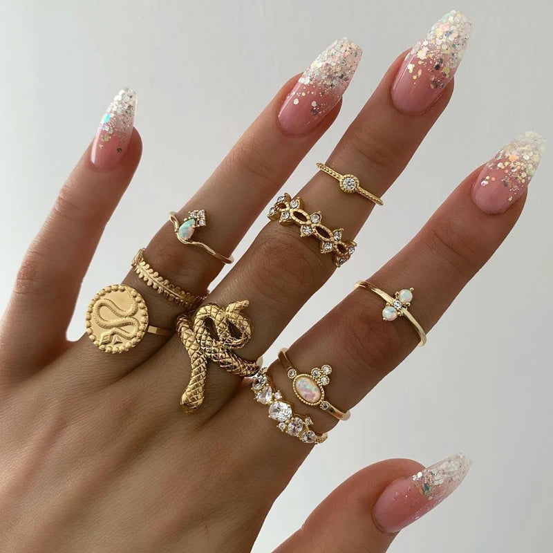 15 Pcs Boho Virgin Mary Gold Rings For Women