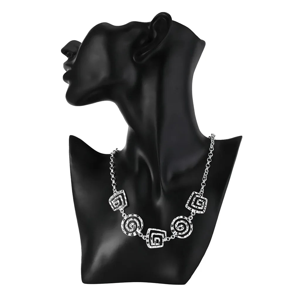 925 Sterling Silver Retro Thread Jewelry Set For Women